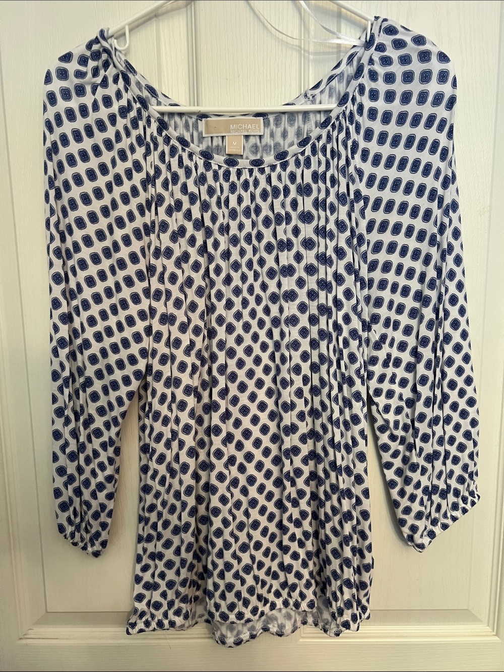 MICHAEL Michael Kors Navy Printed Long-Sleeve Peasant Top